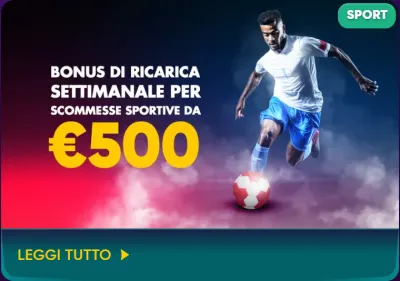 Bonus di ricarica settimanale scommesse sportive eur500